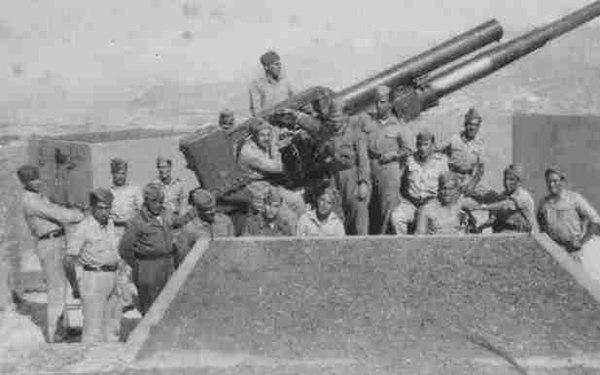Anti-aircraft gun installed in Mindelo, as part of the Portuguese military reinforcement to defend the Cape Verde isles during World War II