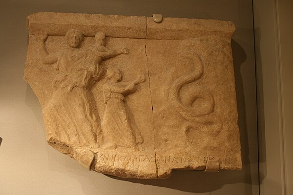 Relief of Leto and her children running away from Python, 4th-3rd century BC, Michael C. Carlos Museum.