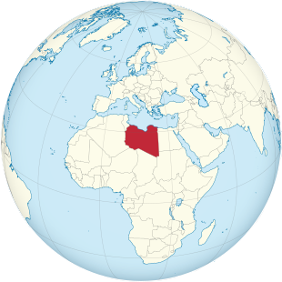 Libye sur le globe (Afrique du Nord centrée).svg