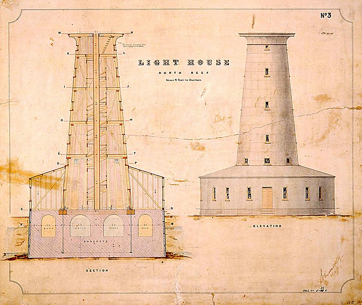 File:Lighthouse North Reef, Elevation and Section, 1876.jpg