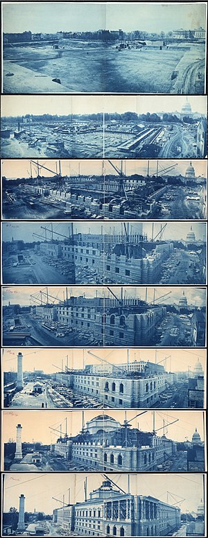 indigo progress construction photographs of the Library of Congress Jefferson Building
