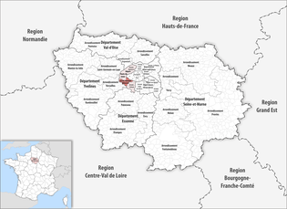 布洛涅-比扬古区在法蘭西島大區与上塞纳省的位置