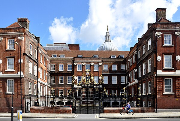 Headquarters of the College of Arms (2011), with the dome of St Paul's Cathedral behind