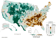 Distribution of lung cancer in the United States Lung cancer US distribution.gif