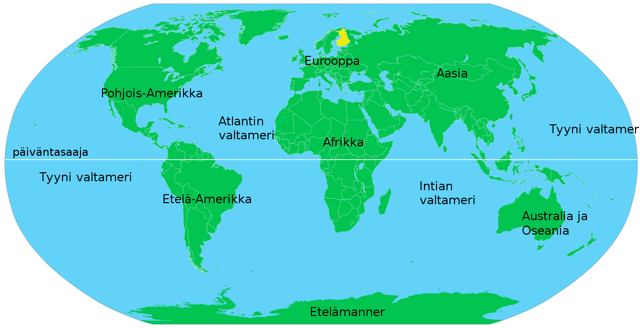 File:Maailman kartta, jossa maanosat ja valtameret  - Wikimedia  Commons
