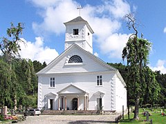 Mandal Kirche von 1821 mi 1800 Sitzplätzen größte Holzkirche in Norwegen Foto Wolfgang Pehlemann IMG 9319.jpg