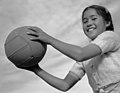 Manzanar girl and volley ball 00154a.jpg