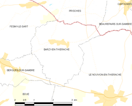 Mapa obce Barzy-en-Thiérache