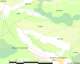 Mapa obce Tignac