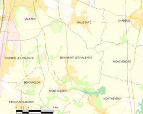 Poziția localității Beaumont-lès-Valence