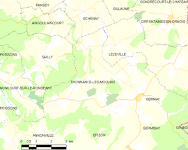 Mapa obce Thonnance-les-Moulins