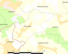 Mapa obce Moncheaux