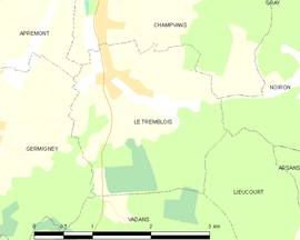 Mapa obce Le Tremblois