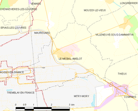 Mapa obce Le Mesnil-Amelot