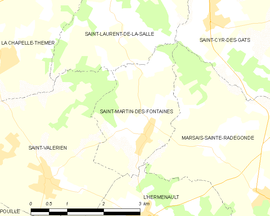 Mapa obce Saint-Martin-des-Fontaines