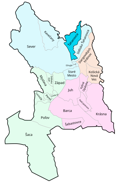 File:Map of Ťahanovce borough, location within Košice, Slovakia.svg