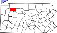 Map of Pensilvanija highlighting Forest County
