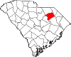 Mapa de Carolina del Sur con la ubicación del condado de Darlington