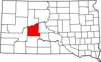 Kort over South Dakota med Haakon County markeret
