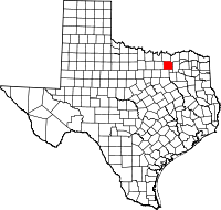 Map of Teksas highlighting Collin County