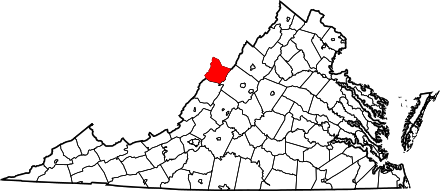 Location of Highland County in Virginia
