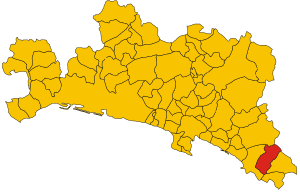 Map of comune of Casarza Ligure (province of Genoa, region Liguria, Italy).svg