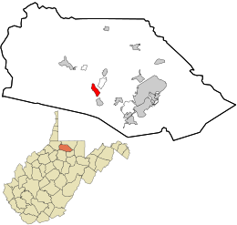 Locație în județul Marion și statul Virginia de Vest.