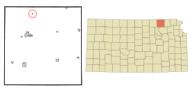 Marshall County Kansas Incorporated and Unincorporated areas Oketo Highlighted.svg