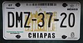 License plate from Chiapas state, Mexico