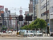 勝山町から大街道方面を望む（伊予鉄道城南線）