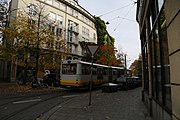 Oldtimerbus zur Verbindung Max-Weber-Platz und das MVG-Museum zum 10-jährigen Bestehen des Museums. Aufnahme von der Inneren Wiener Straße aus.