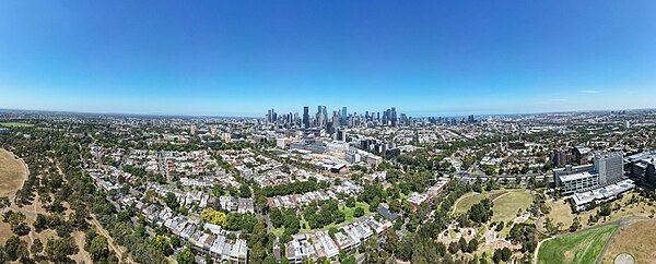 Melbourne city skyline panorama, as seen from Royal Park