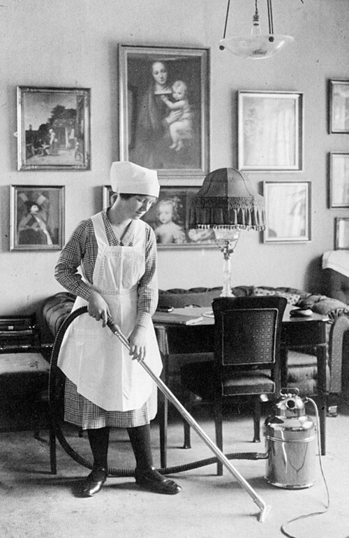 A maid cleaning in Denmark in 1912