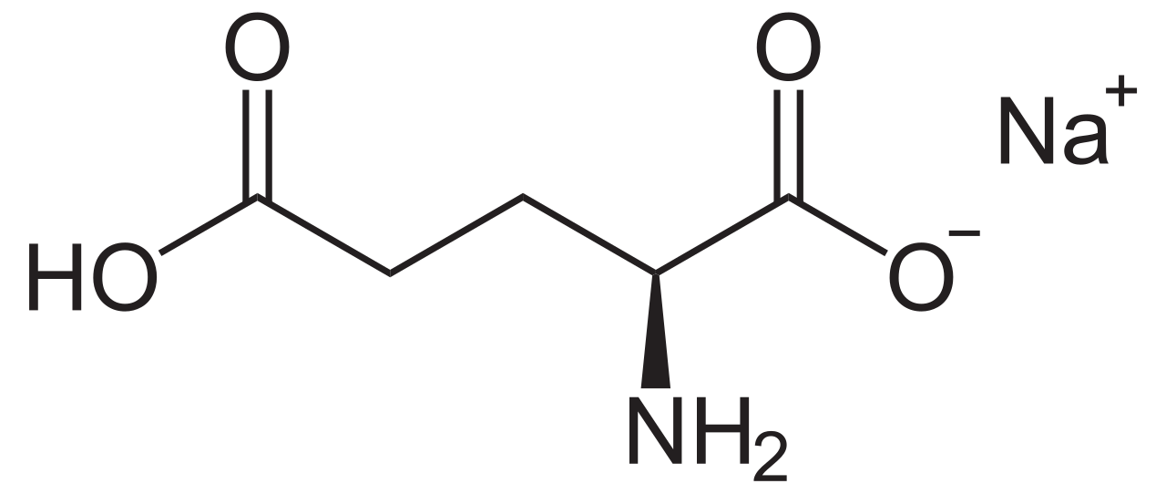 Strukturformel för molekylen natriumglutamat