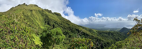 Mont Pelée and Bay of St Pierre as seen from the Grande Savane trail