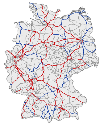 Pozíciós térkép Németország/vasút