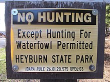 No Hunting EXCEPT Waterfowl No hunting Heyburn State Park.jpg