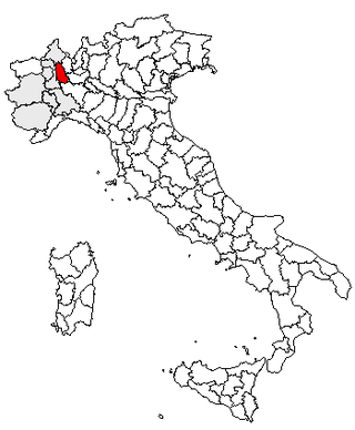 Karta över Italien med Provincia di Novara markerat