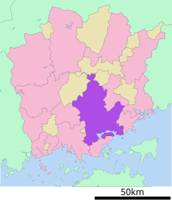 Okayama dans la préfecture d'Okayama Ja.svg