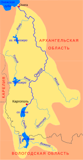 Location of the Mosha (Моша) in the catchment area of ​​the Onega