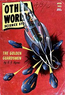 The first installment of Byrne's novel The Golden Guardsmen took the cover of the April 1952 issue of Other Worlds Science Stories. It would not be published in book form until 2013.