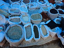 Various types of Lentils (Pappulu) and millets for sale in market Pappulu for sale.JPG