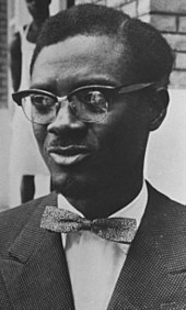 Patrice Lumumba, first democratically elected Prime Minister of the Republic of the Congo (Leopoldville) Patrice Lumumba, 1960.jpg