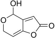 Niepodpisana grafika związku chemicznego; prawdopodobnie struktura chemiczna bądź trójwymiarowy model cząsteczki