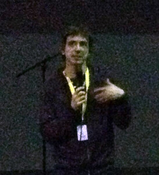 Falardeau doing a Q&A at the 41st International Film Festival Rotterdam