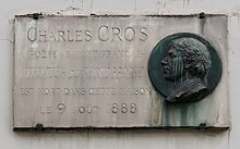 Plaque au 5 rue de Tournon (6e arrondissement de Paris), où il meurt.