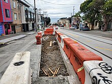 Platform construction at Taraval and 17th Avenue, February 2024.jpg