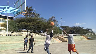 Playing basketball in ASTU.