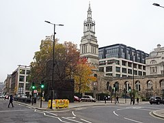 De plaats van de ingang uit 1900 op het kruispunt van King Edward Street en Newgate.