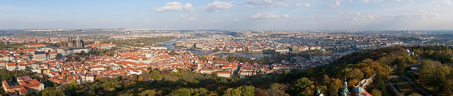 Panoramic view of Prague from Petřín Tower